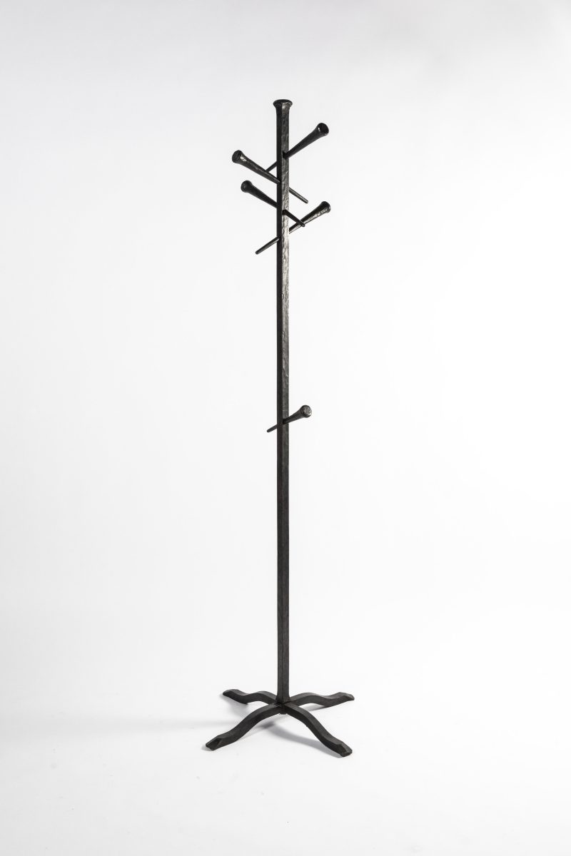 Forged iron coat rack